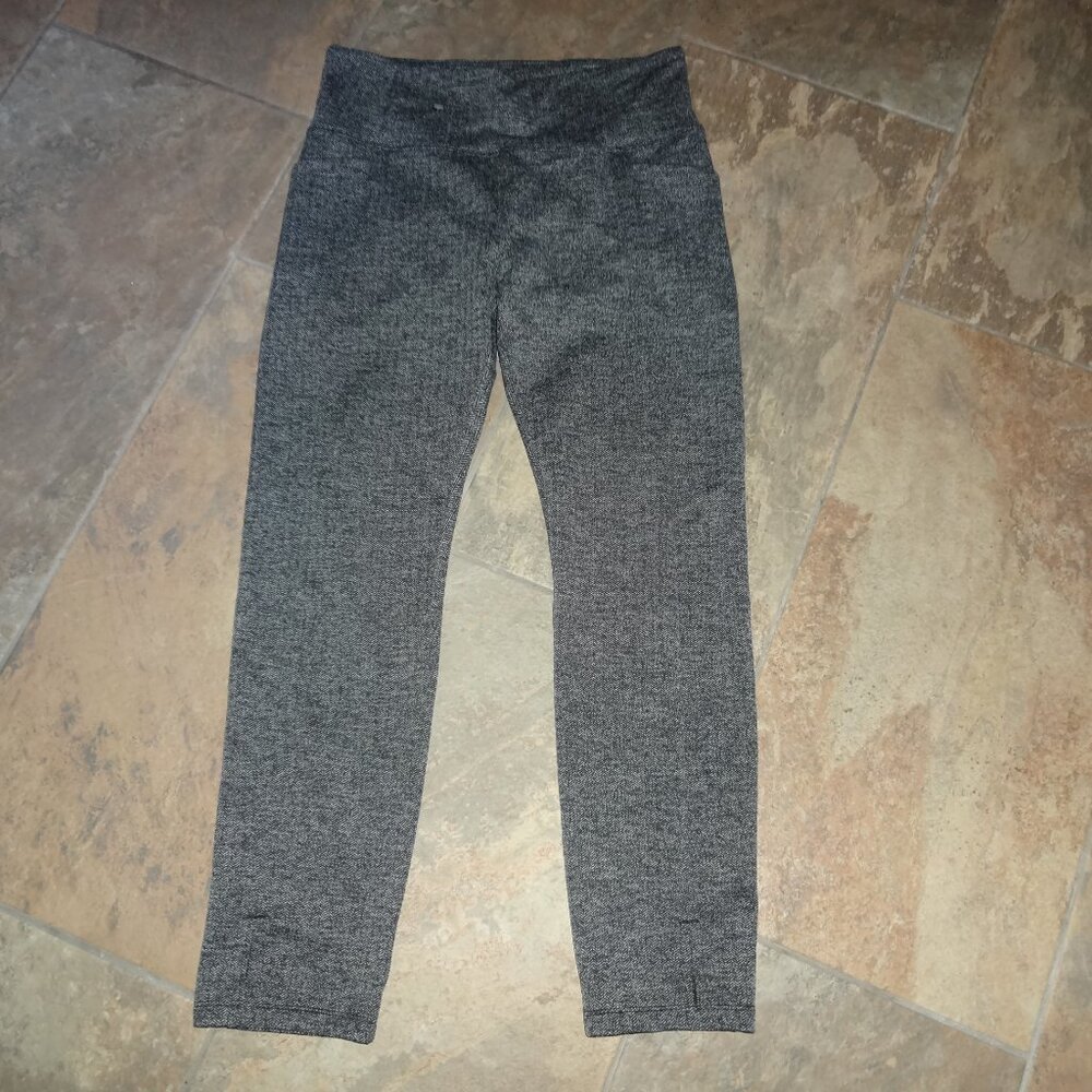 Athleta Metro High Waisted Leggings Herringbone Stretch Pants Womens Medium Gray